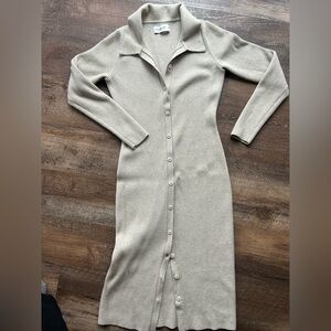 Abercrombie Beige Button-Up Knit Dress
